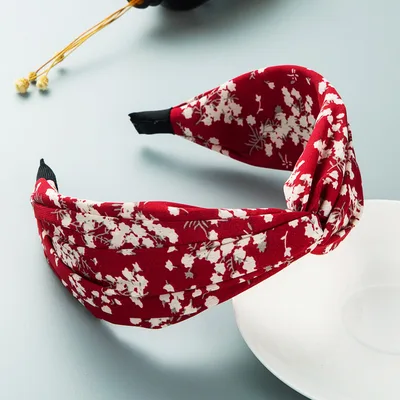 Boho Chic Fabric Print Wide Headband Leaf - Shop at LoveMi