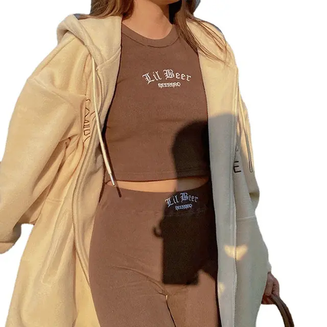 American Retro Fleece Hooded Cardigan Autumn Apricot - Shop at LoveMi