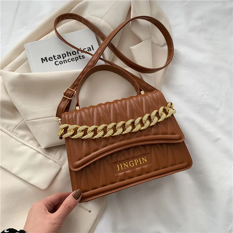 Ins Niche Senior Women's New Chain Shoulder Messenger Bag Brown - Shop at LoveMi