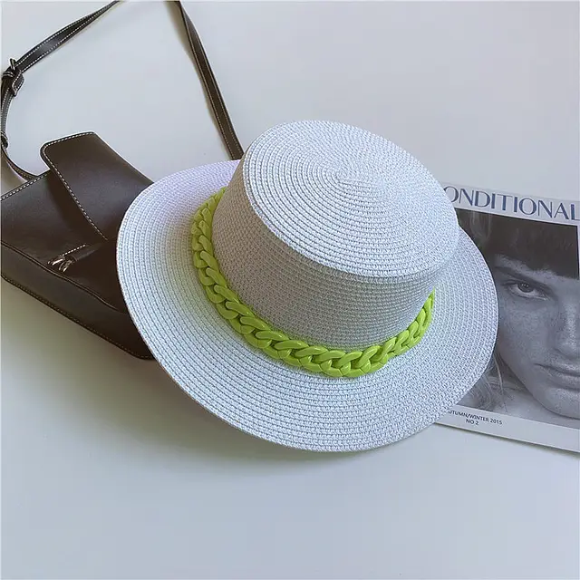 Straw Japanese Beach Sun Hat With Flat Top White - Shop at LoveMi