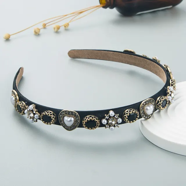 Fashion Crystal Pearl Alloy Accessories Headband Black - Shop at LoveMi