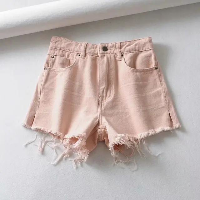 High Rise Mini Denim Shorts Pink - Shop at LoveMi
