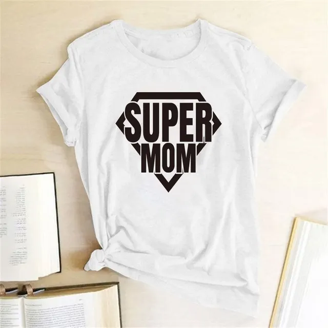 Mother's Day Super Mom Graphic Print Casual Fashion Short Sleeve T Shirt White - Shop at LoveMi