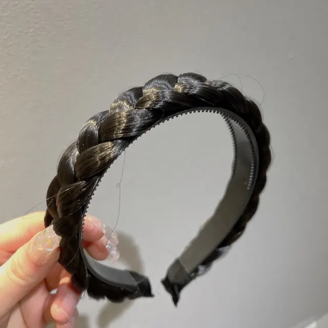 Fabric Wig Braid Headband Handmade Fishbone Hair Accessories Black - Shop at LoveMi