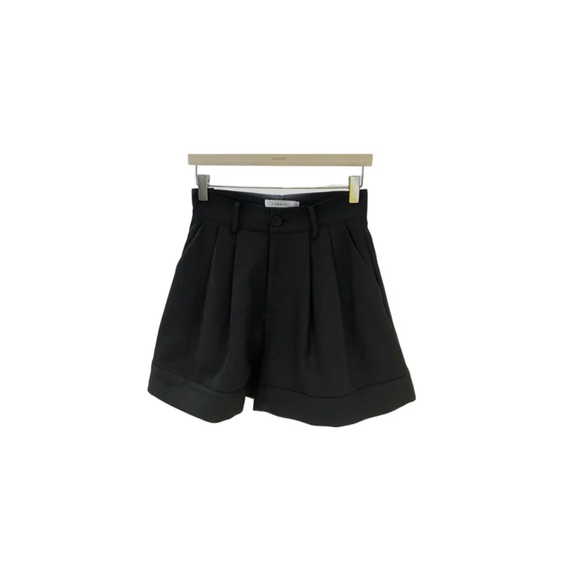 Women's High Waist Thin Loose Straight Suit Shorts Black - Shop at LoveMi