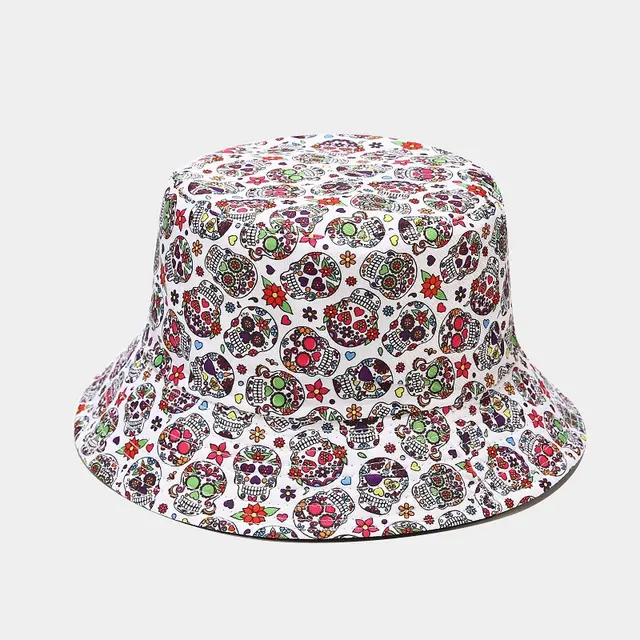 Fashionable Sunshade Skull Pattern Double sided Bucket Hat - Shop at LoveMi