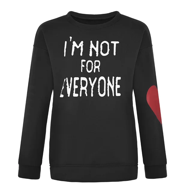European And American Autumn Valentine's Day Love Letter Print Long Sleeve Sweater Black - Shop at LoveMi