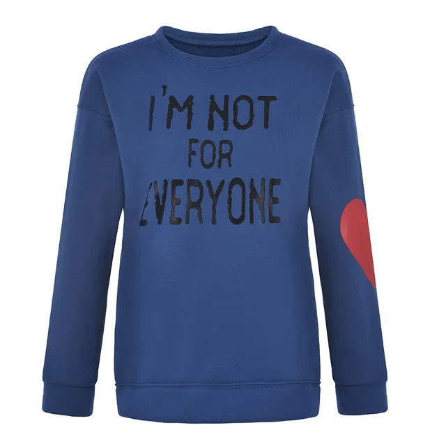 European And American Autumn Valentine's Day Love Letter Print Long Sleeve Sweater Blue - Shop at LoveMi