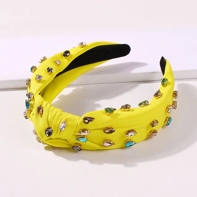 Fashion Stained Glass Drill Knot Headband Versatile Hair Accessories Fluorescent Green - Shop at LoveMi