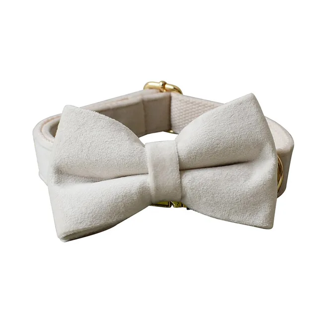 Milky White Velvet Dog Collar Alloy Buckle Pet Supplies Bow Dog Ring - Shop at LoveMi