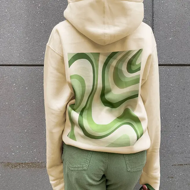 European And American New Women's Irregular Ripple Printed Hooded Sweater Skin Tone - Shop at LoveMi