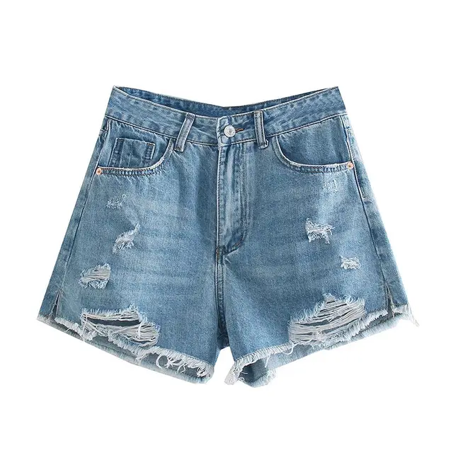 FashionWomen's Ripped High Waist Denim Shorts Light Blue - Shop at LoveMi
