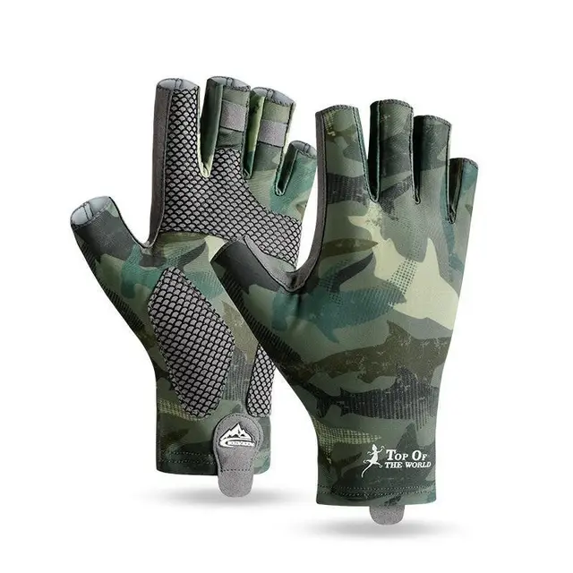 Ice Silk Sunscreen Palm Microfiber Non slip Wear resistant High Elastic Men's Gloves Green Field Shark - Shop at LoveMi