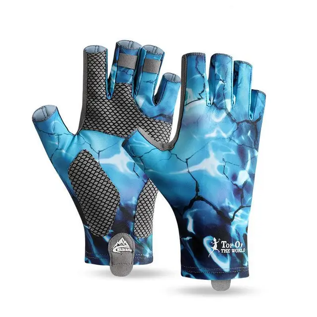 Ice Silk Sunscreen Palm Microfiber Non slip Wear resistant High Elastic Men's Gloves Ocean Heart - Shop at LoveMi