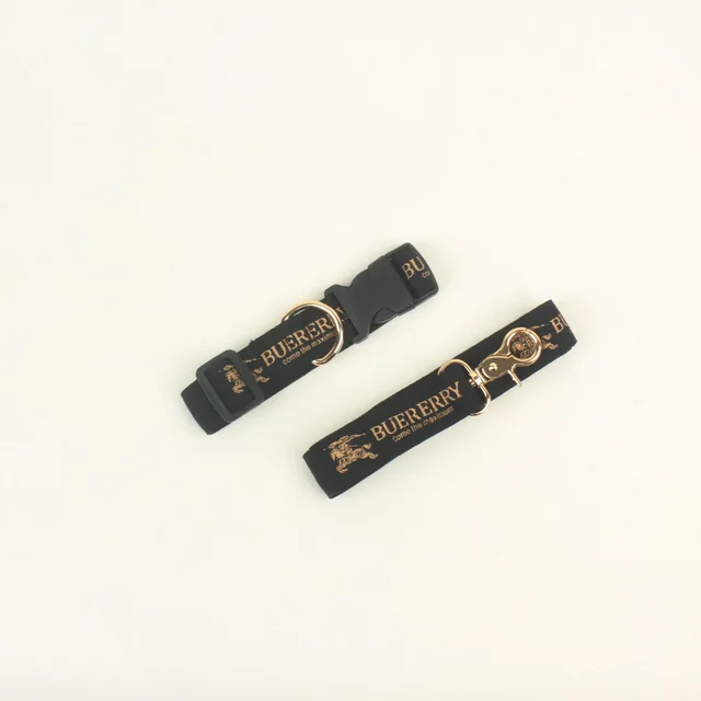 Pet Dog Leash Leash Collar Double layer Printed Gold Set Traction Twopiece Set - Shop at LoveMi