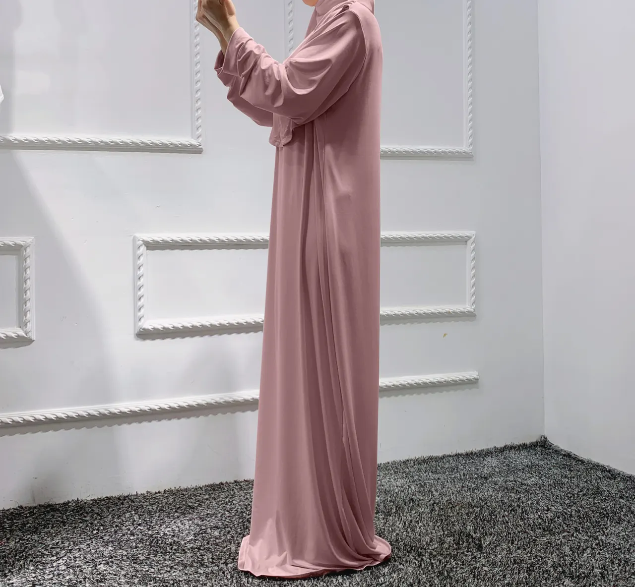 Solid One Size Hooded Robe Dress - Pink