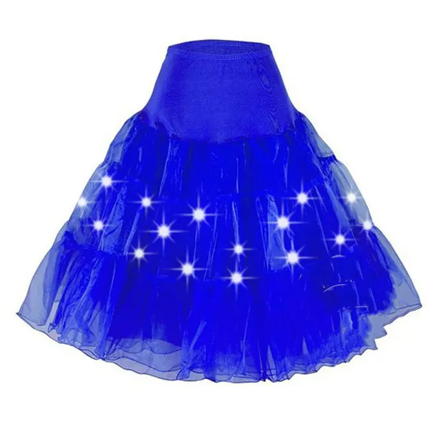 Mesh Long LED Lights Multicolor Stage Lighting Puff Skirt Elegant Blue - Shop at LoveMi