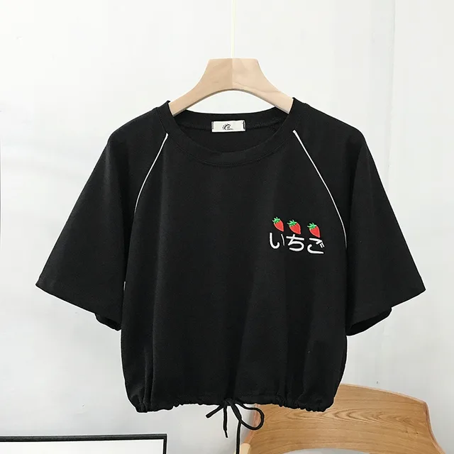New Short sleeved T shirts For Women's Summer Black - Shop at LoveMi