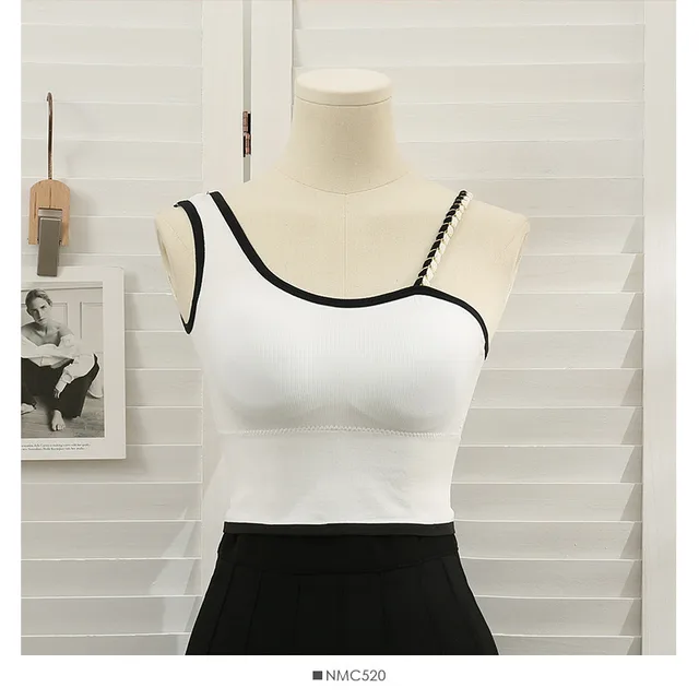 Summer Dress Bright Silk Beautiful Strap Chest Pad Wrap Chest Camisole White B - Shop at LoveMi