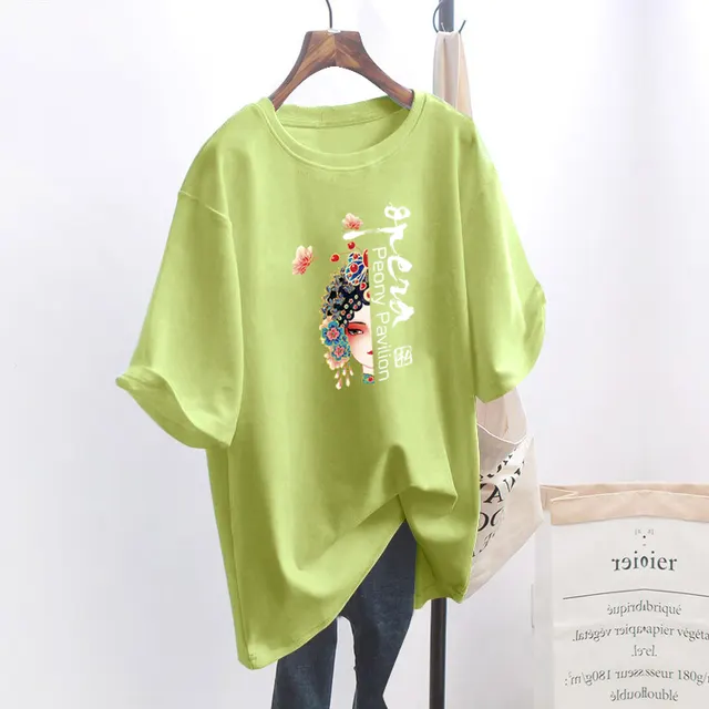 Loose Plus Size Women's Short Sleeve T shirt 6058Green - Shop at LoveMi