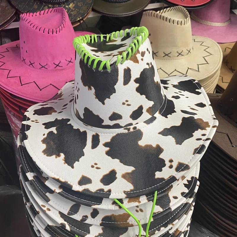 Women's Leather Retro Western Cowboy Hat Green - Shop at LoveMi