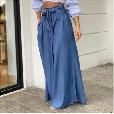 Fashion Casual Women's Wide Leg Pants Blue - Shop at LoveMi