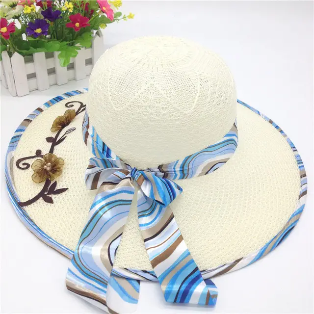 Women's Big Brim Hat Knitted Shade White - Shop at LoveMi