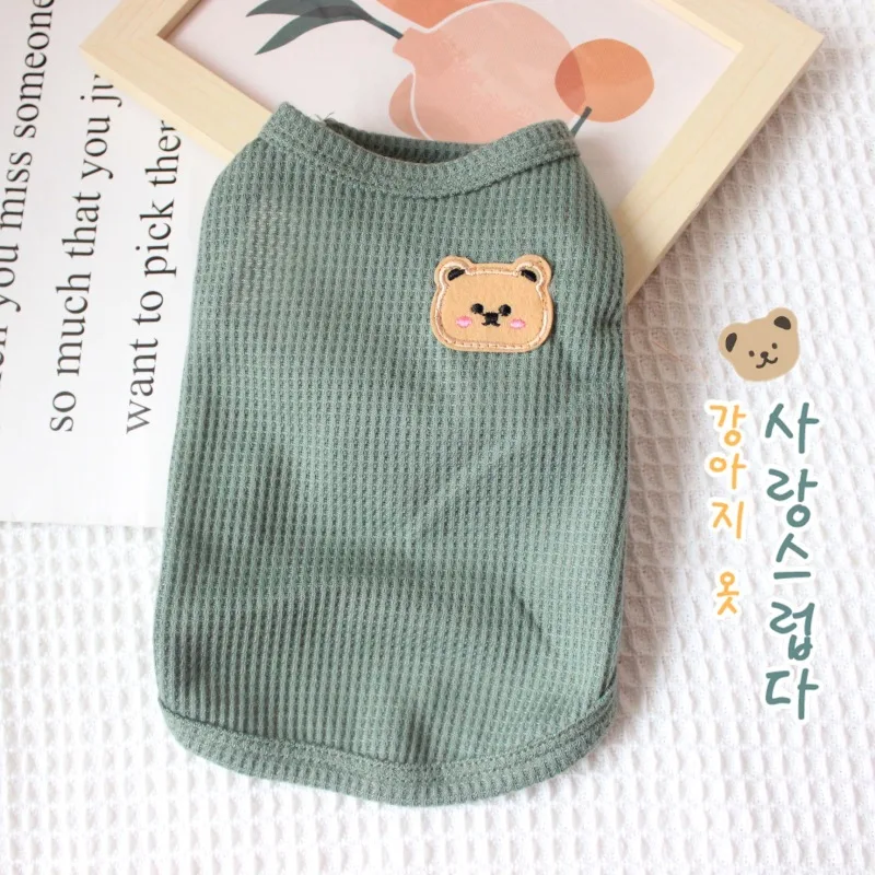 Pet Dog Cat Casual Teddy Bichon Falcon Puppy Thin T Shirt Green - Shop at LoveMi