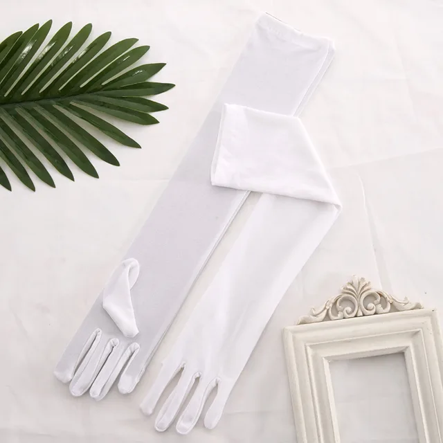 50cm Over Elbow Performance Matte Stretch Gloves White - Shop at LoveMi