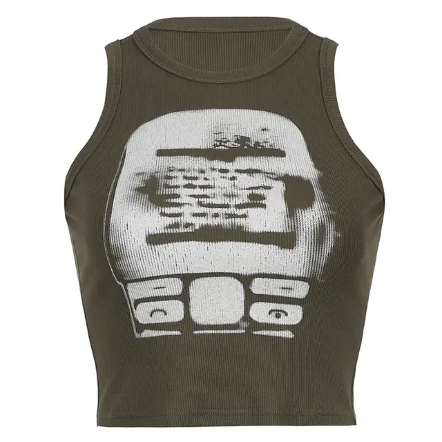 Women's Short Basic Tie dye Print Vest Green - Shop at LoveMi