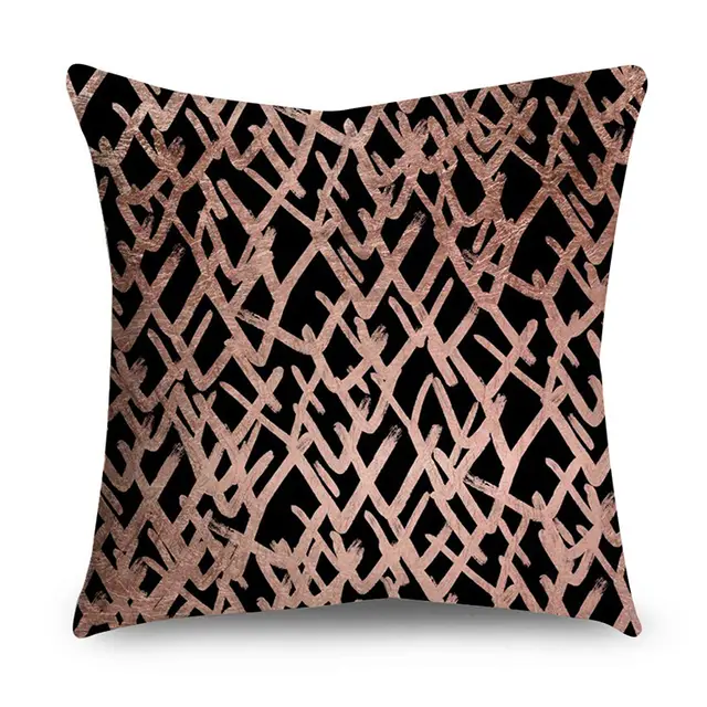 Rose Gold Polyester Pillow Cover Black Gold Element Cushion Throw Pillowcase 3 - Shop at LoveMi