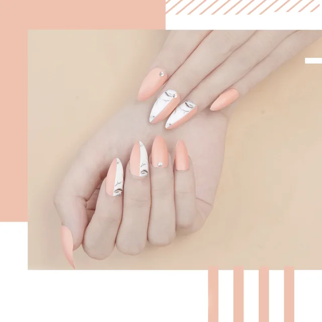 Fashionable Women's Long Pointed Nail Art With Sequins 287Style - Shop at LoveMi