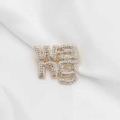Letter Diamond Brooch High end Luxury Female Net Red X012 Small Gold - Shop at LoveMi