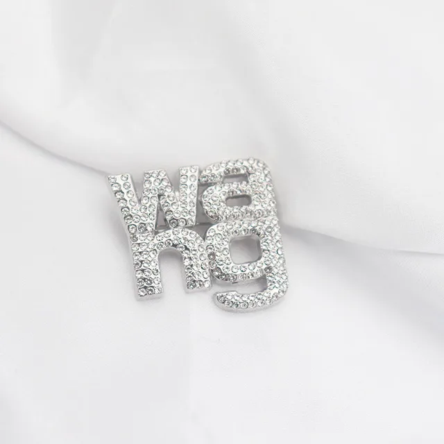 Letter Diamond Brooch High end Luxury Female Net Red X012 Small Silver - Shop at LoveMi