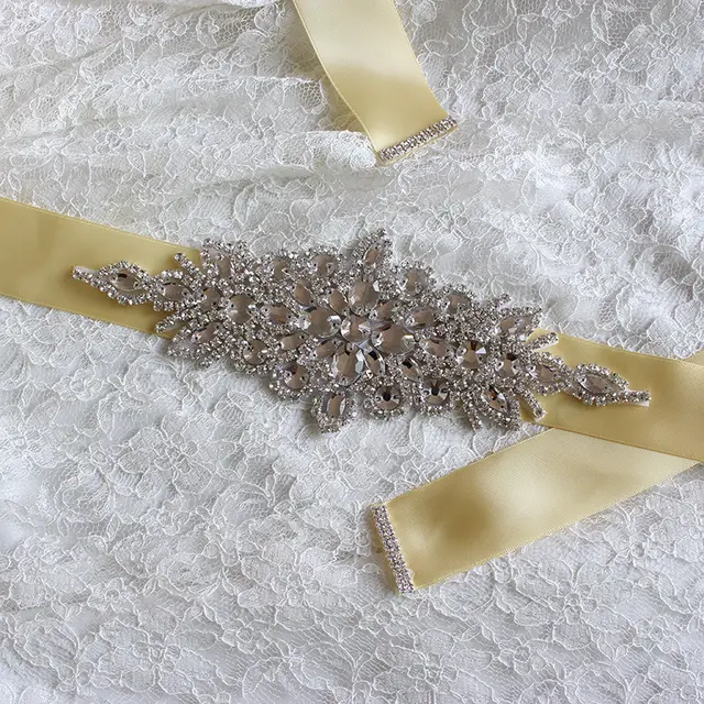 Bridal Girdle Handmade Belt Europe And The United States High end Luxury Rhinestone Wedding Dress Accessories Yellow - Shop at LoveMi