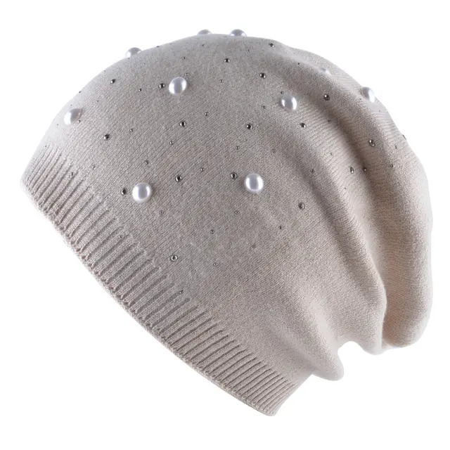 Warm Hot Drill Ladies Rabbit Fur Knitted Hat Beige - Shop at LoveMi