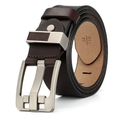 First Layer Cowhide Men's Belt Casual Fashion Pin Buckle Zk051 Brown - Shop at LoveMi