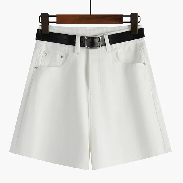 Women's High Waist Summer Retro Denim Shorts White - Shop at LoveMi