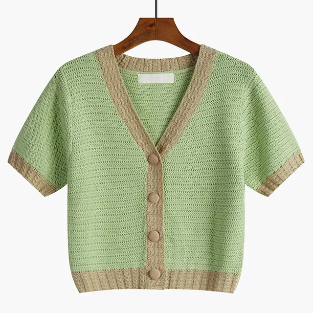 The New Korean Version Of The Design Sense Of The Niche Gentle Short sleeved Top Light Green - Shop at LoveMi