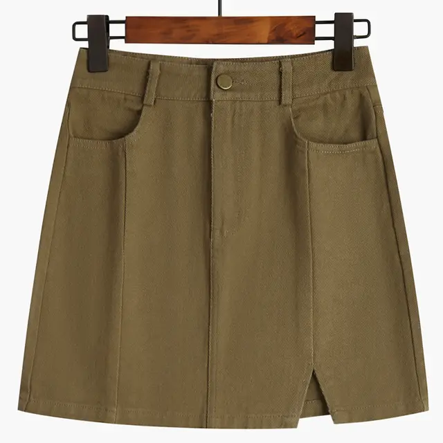 Split Skirt Female High Waist Thin And Irregular In Spring Khaki - Shop at LoveMi