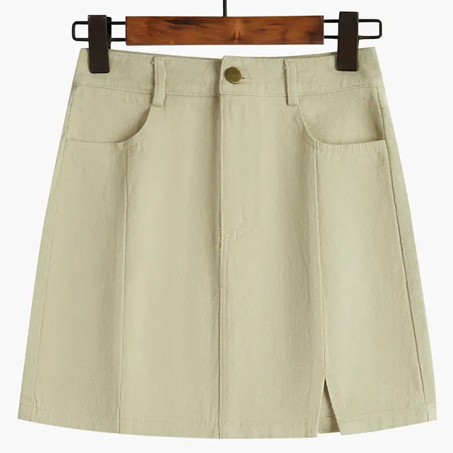 Split Skirt Female High Waist Thin And Irregular In Spring Light Apricot - Shop at LoveMi