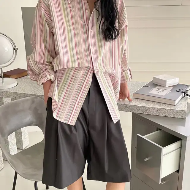 Simple Temperament Commuter High Waist Slim Shorts Women's Casual Ink - Shop at LoveMi