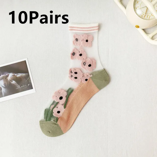 Women's Fiberglass Mid Tube Flower Socks Orange - Shop at LoveMi