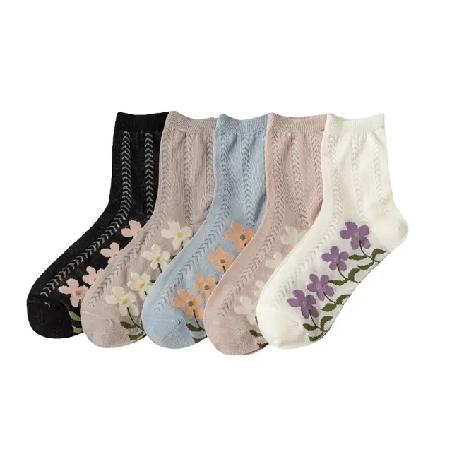 Cotton Women's Mesh Breathable Flower Socks Set - Shop at LoveMi