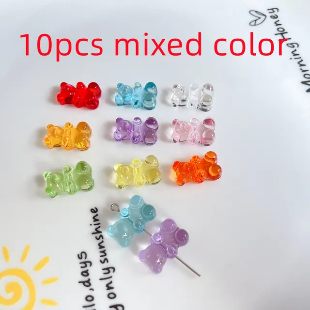 Acrylic Resin Transparent Color Bear Beaded DIY Jewelry Accessories Mixed Color - Shop at LoveMi