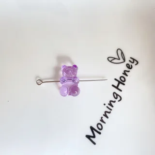 Acrylic Resin Transparent Color Bear Beaded DIY Jewelry Accessories - Purple