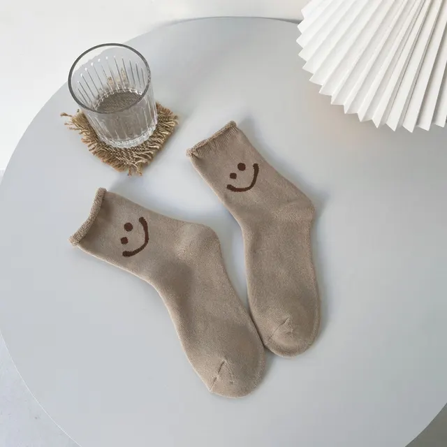 New Terry Curling Thickened Warm And Comfortable Cotton Socks Solid Color Khaki - Shop at LoveMi