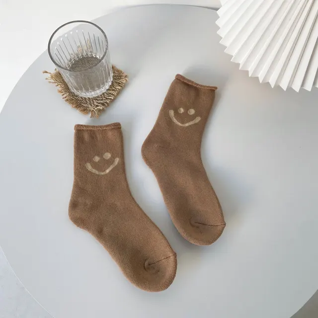 New Terry Curling Thickened Warm And Comfortable Cotton Socks Solid Color Light Coffee - Shop at LoveMi