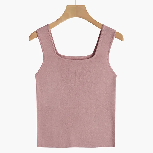Square Neck Camisole Women's Suit With Sleeveless Short Top Pink - Shop at LoveMi
