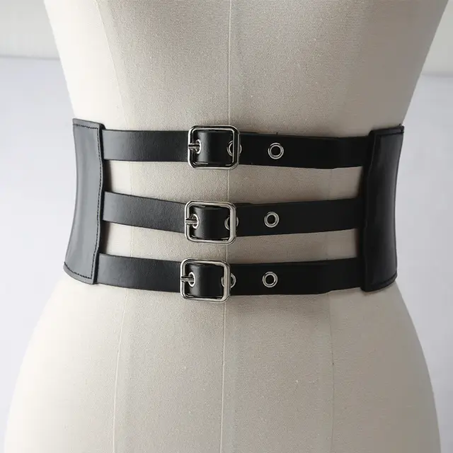 Dress Snap Button Versatile Elastic Elastic Wide Belt Black - Shop at LoveMi